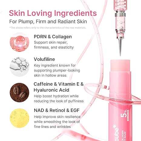 Medicube PDRN - Bálsamo múltiple de colágeno rosa | Volufiline, PDRN, NAD, colágeno | Bálsamo facial y corporal para debajo de los ojos, cuello, frente, líneas sonrientes, labios
